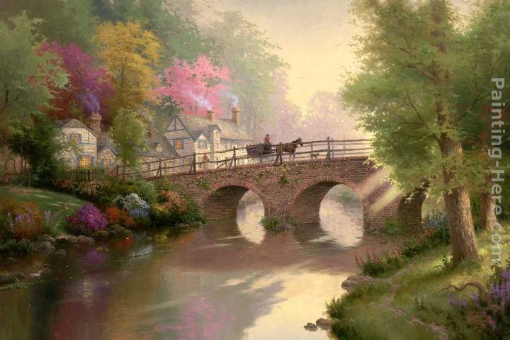 Hometown Bridge painting - Thomas Kinkade Hometown Bridge art painting